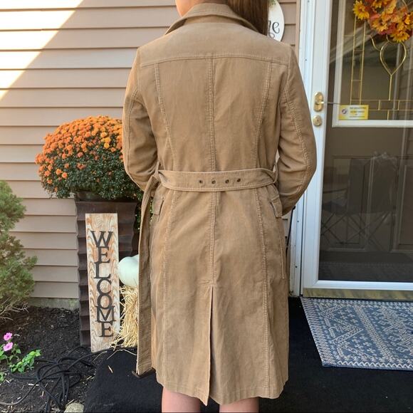 Vintage Corduroy Tan Belted Trench Coat W/ Buttons & Pockets Sz M 🤎 - Picture 7 of 12